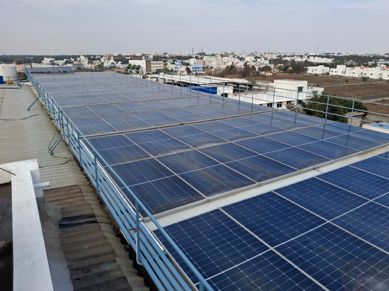 72kW rooftop solar panel array at Qualiance Tiruppur facility