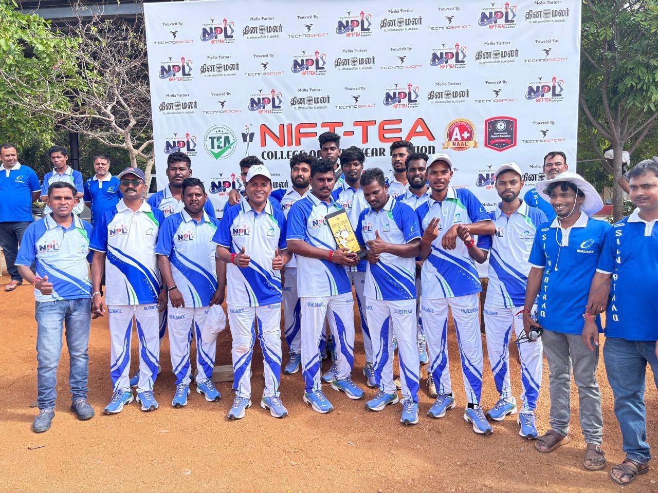 NIFT-TEA Inter-Industry cricket champions with trophy